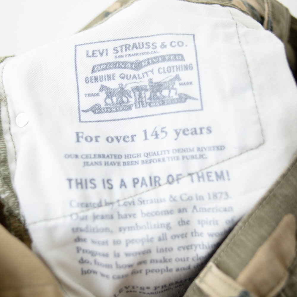 Levi's Lo-Ball Camo Slim Jeans Pants Mens 33 Green Distressed Ripped Camouflage - Picture 11 of 12